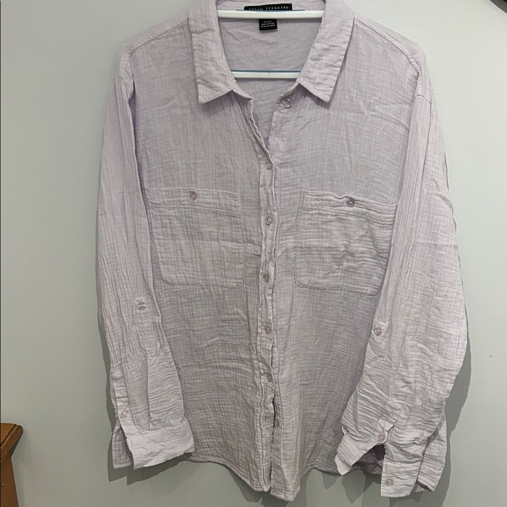 Sanctuary Womens Lavender Button Down Shirt